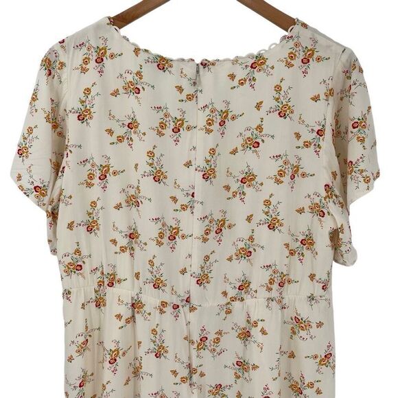 Madewell Loop Trim Mini Dress Short Sleeve Windowpane Floral Cream Women 12 - Picture 5 of 9